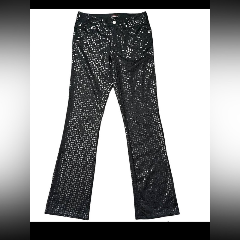 Z. Cavaricci Stretch Vintage 90's/Y2K Glam Black Sequin Flare